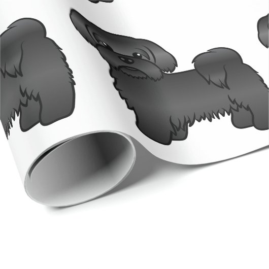 Black Shih Tzu Cute Cartoon Dog Pattern Cadeaupapier (Rol Hoek)