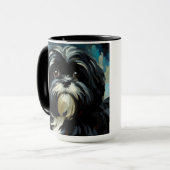 Black Shih Tzu Dog Coffee Mok Cup (Voorkant links)