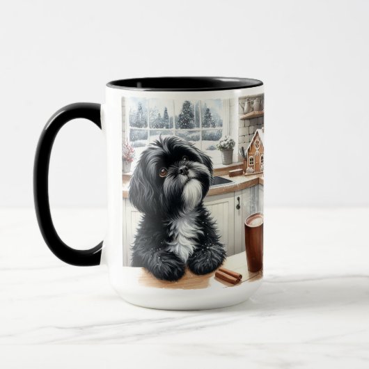 Black Shih Tzu Thank You Christmas Coffee Mug Cup  (Gauche)