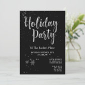 Black Shimmering Silver Holiday Party Kaart (Staand voorkant)