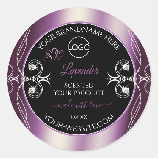 Black Shimmery Paars Decor Logo Product Labels (Voorkant)
