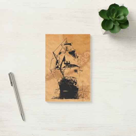 Black Ship Silhouette Post-it® Notes (Kantoor)