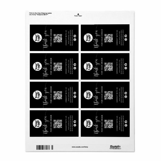 Black Shipping Package QR Code Logbox Étiquette de (Feuille entière)