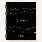 Black Silagate marble Name script Notitieboek (Voorkant)