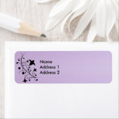 Black Silhouette Abstract Scroll Flowers Paars Etiket (Insitu)