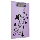 Black Silhouette Abstract Scroll Flowers Paars Klembord (Rechts)
