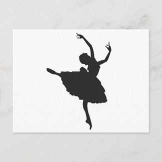 Black Silhouette Ballet Dancer Briefkaart