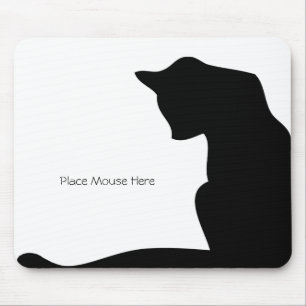 Black Silhouette Cat - Plaats hier de muis Muismat