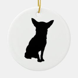 BLACK SILHOUETTE CHIHUAHUA KERAMISCH ORNAMENT
