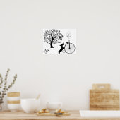 Black Silhouette Dachshund Bicycle Art Poster (Keuken)