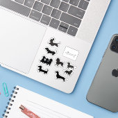 Black Silhouette Dachshund Sticker (Laptop met iPhone)