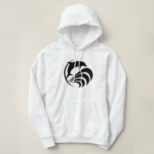 Black Silhouette Dolphin Jumping in Ocean Waves Hoodie