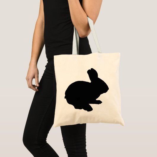 Black Silhouette Easter Bunny-Canvas tas (Voorkant (product))