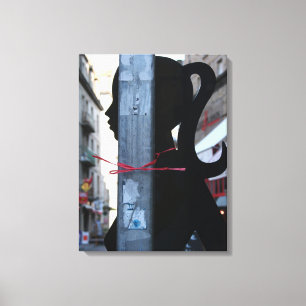 Black Silhouette in het fotografiescanvas Canvas Afdruk