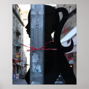 Black Silhouette in the Street Photography Poster