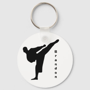 Black Silhouette Karate Sleutelhanger