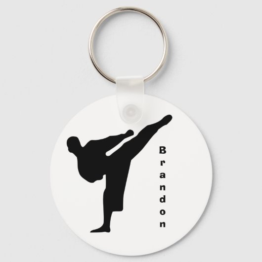 Black Silhouette Karate Sleutelhanger (Voorkant)