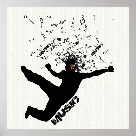 Black Silhouette Music Concept Design Dancing Man Poster (Voorkant)