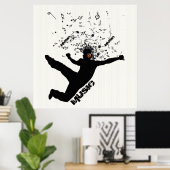 Black Silhouette Music Concept Design Dancing Man Poster (Thuiskantoor)