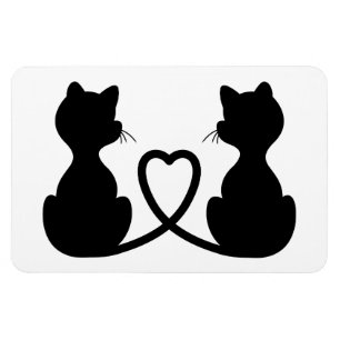 Black Silhouette of Two Cats in Love Magneet
