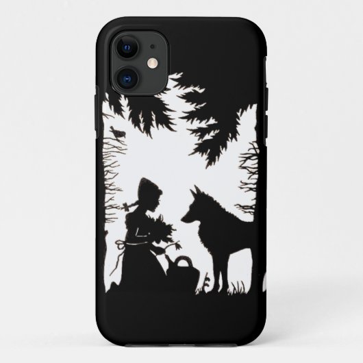 Black Silhouette Red Riding Hood Wolf Bossen Case-Mate iPhone Case (Achterkant)