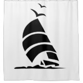 ""Black Silhouette SailBoat"" Rideau de douche (Devant)