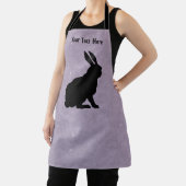 Black Silhouette Sitting Rabbit Tall Ears Paars Schort (Insitu)