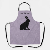 Black Silhouette Sitting Rabbit Tall Ears Paars Schort (Voorkant)