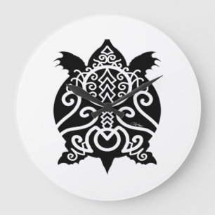 Black Silhouette Snapper Turtle Grote Klok