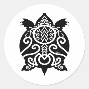 Black Silhouette Snapper Turtle Ronde Sticker