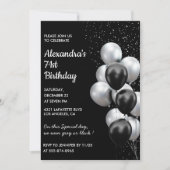 Black Silver 71e anniversaire invitations Ballons (Devant)