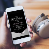 Black Silver 90th Birthday Party Invitation