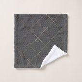BLACK SILVER ABSTRACT CIRCLES GRID BATH TOWEL SET (Gant de toilette)