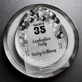 Black Silver Balloons Afstudeerfeest Acryl Uitnodigingen