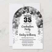 Black Silver Balloons Afstudeerfeest Kaart (Voorkant)