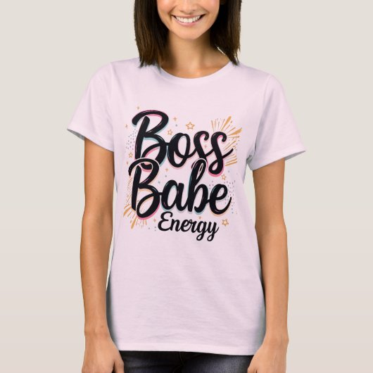 Black & Silver Boss Babe Shirt (Voorkant)