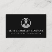 Black Silver Chauffeur Driver Metallic Visitekaartje (Voorkant)