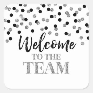 Black Silver Confetti Welcome to Team Vierkante Sticker