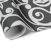 Black Silver DAMASK ELEGANT BIRTHDAY WEDDING WRAP Cadeaupapier (Rol Hoek)