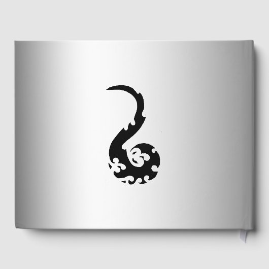 Black Silver Dancing Dragon Quinceañera Gastboek Gastenboek (Achterkant)