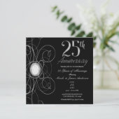 Black & Silver Diamond 25 25e jubileumfeest Kaart (Staand voorkant)