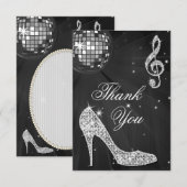 Black & Silver Disco Ball Heels Hartelijk dank Bedankkaart (Voorkant / Achterkant)