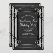 Black & Silver Elegant Corporate Holiday Party Kaart (Voorkant / Achterkant)
