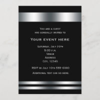 Black Silver Elegant Dinner Party Event Uitnodigin