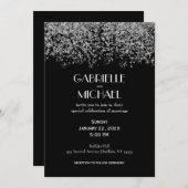 Black & Silver Elegant Faire-part de mariage Abstr (Devant / Derrière)