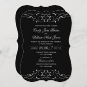 Black Silver Elegant Wedding Invitation (Devant / Derrière)