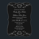 Black Silver Elegant Wedding Invitation<br><div class="desc">Plus de couleurs disponibles dans le Little Bayleigh Store!</div>