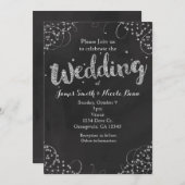 Black & Silver Elegant Wedding Invitation (Devant / Derrière)