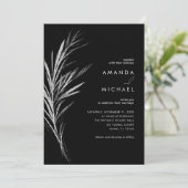 Black Silver Elegant Wedding Invitation Kaart (Staand voorkant)