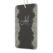 Black Silver Faux Glitter Grey Modern Monogram Luchtverfrisser (Links)
